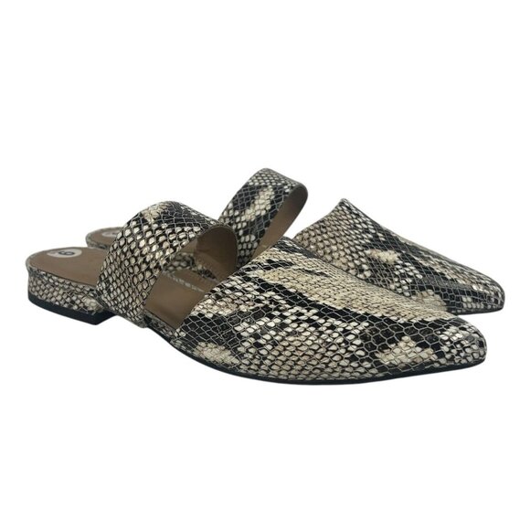 ABLE Joselyne Mule Flats Size 6 Pointy Toe Slip On Reptile Snake Python Embossed - Picture 2 of 10